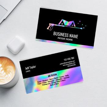 professional pressure washing power masculine holo business card