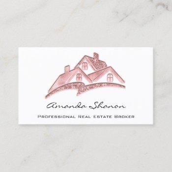 professional real estate agent broker custom blush business card