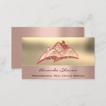 professional real estate agent broker rose gold business card