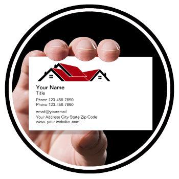 professional roofing logo business card