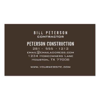Small Professional Rustic Tools Construction Contractor Business Card Back View