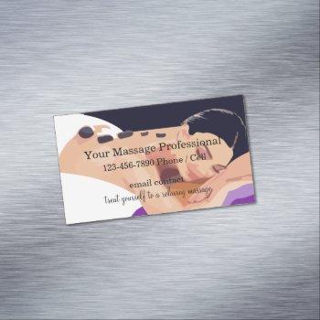 professional soothing massage business card magnet