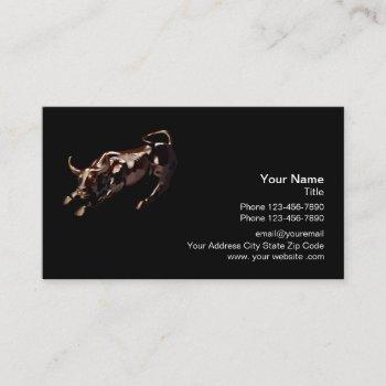 professional stock trader wall street bull business card
