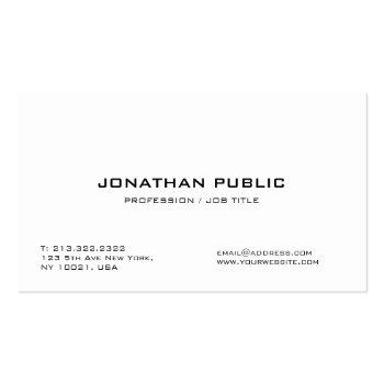 Small Professional Stylish White Sleek Modern Plain Business Card Front View