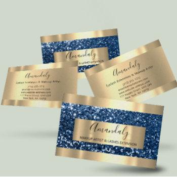 professionalglitter blue navy gold modern luminous business card