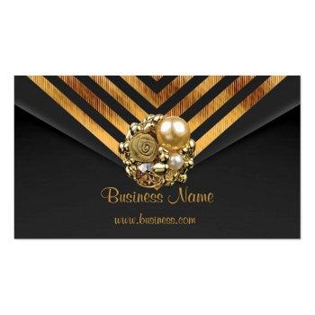 Small Profile Card Business Gold Jewel Black Velvet Stri Front View