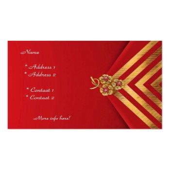 Small Profile Card Business Gold Stripe Red Velvet Jewel Back View