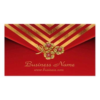 Small Profile Card Business Gold Stripe Red Velvet Jewel Front View