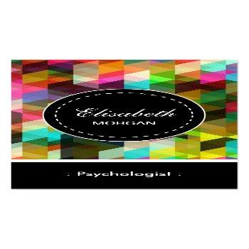 Small Psychologist- Colorful Mosaic Pattern Business Card Front View