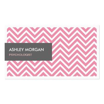 Small Psychologist - Light Pink Chevron Zigzag Business Card Front View