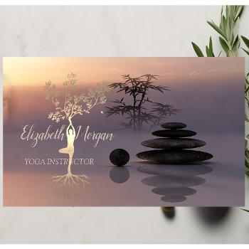 psychologist therapist,stones,gold tree silhouette business card