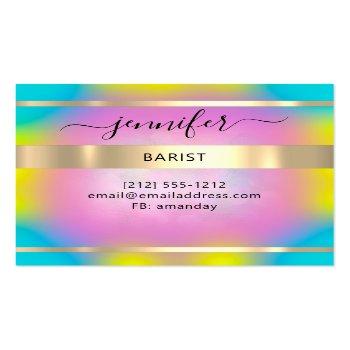 Small Pub Drink  Bar  Restaurant Logo Holographic Event Square Business Card Back View