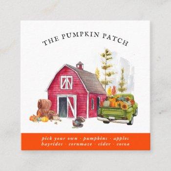 pumpkin patch family farm vintage truck fall  square business card