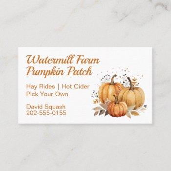 pumpkin patch harvest fall themed business card