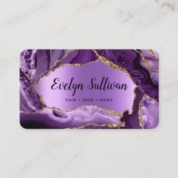 purple agate faux foil business card