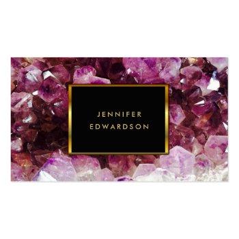 Small Purple Amethyst Gemstone Crystal Professional Business Card Front View