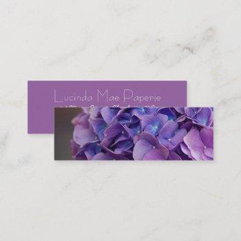 purple and blue hydrangea close up mini business card