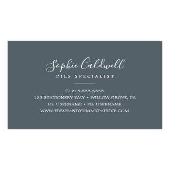 Small Purple And Green Eucalyptus | Gray Business Card Back View