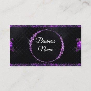 purple & black glitter rhinestone beauty business card