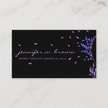 purple black lavender floral skin essential oils business card