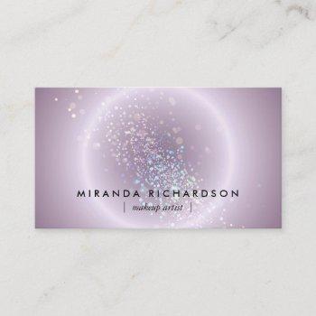 purple celestial confetti circle makeup artist business card