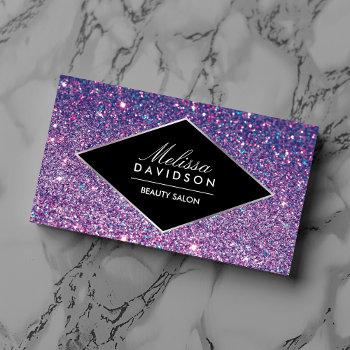 purple glitter and glamour beauty business card