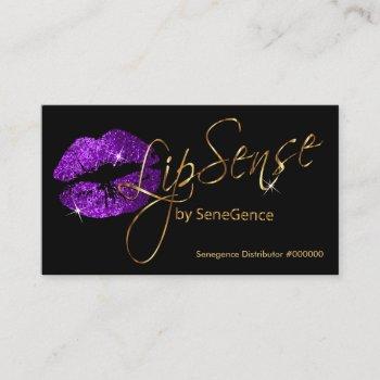 purple glitter and gold lips business card
