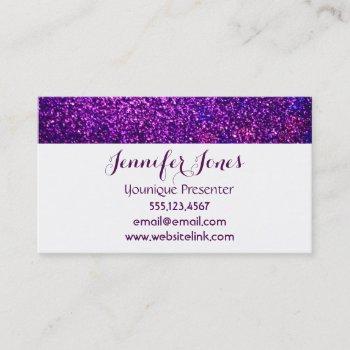 purple glitter business cards