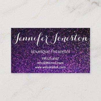 purple glitter business cards, presenter cards