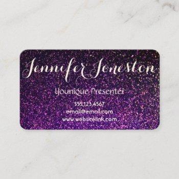purple glitter business cards, presenter cards