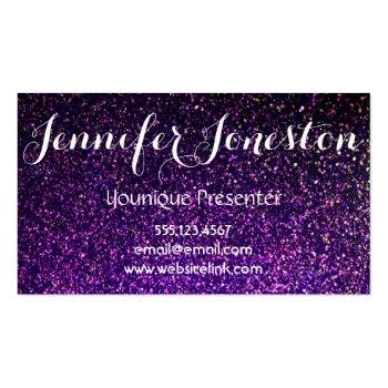 Small Purple Glitter Business Cards, Presenter Cards Front View
