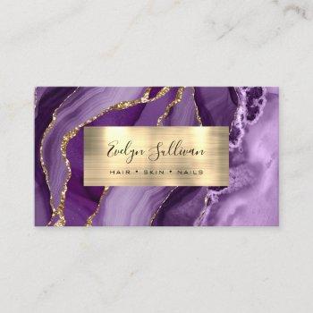 purple gold agate business card