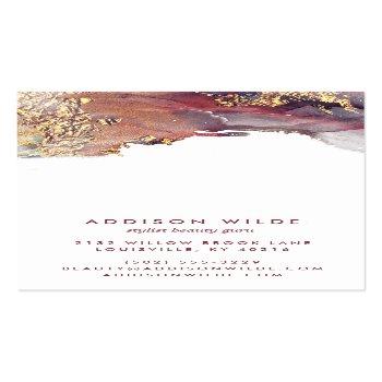 Small Purple Gold Liquid Watercolor Ink Jewelry Display  Business Card Back View
