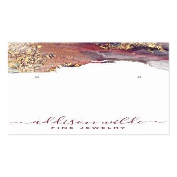 Small Purple Gold Liquid Watercolor Ink Jewelry Display  Business Card Front View