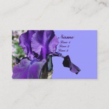 purple iris flower up close business card