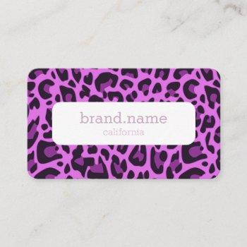 purple leopard cat animal print rockabilly pattern business card
