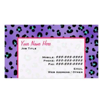 Small Purple Leopard Print Paw Print Business Card Back View