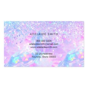 Small Purple Opal Gemstone Faux Glitter Business Card Back View