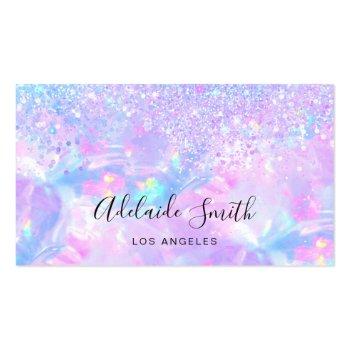 Small Purple Opal Gemstone Faux Glitter Business Card Front View