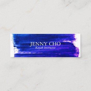 Small Purple Paint Stripe Hand Painted Mini Business Card Front View