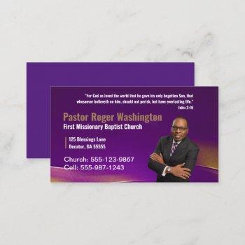 purple pastor or deacon photo church business card