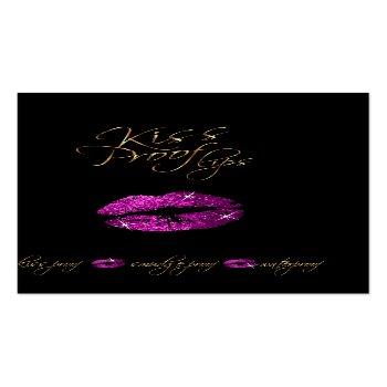 Small Purple Pink Lips And Black Instructions - Satin Business Card Front View
