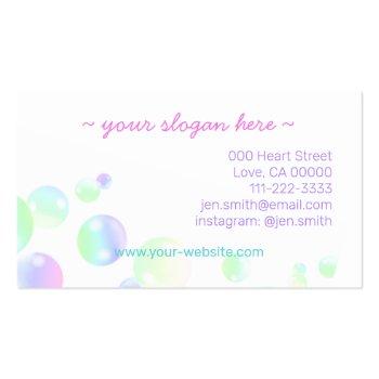 Small Purple Pink Rainbow Soap Bubbles Cute Colorful Business Card Back View
