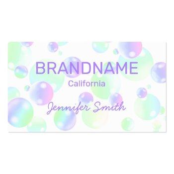 Small Purple Pink Rainbow Soap Bubbles Cute Colorful Business Card Front View
