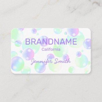 purple pink rainbow soap bubbles cute colorful business card