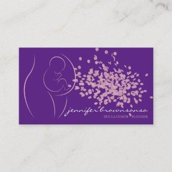 purple pink stylish doula birth coach pregnant business card