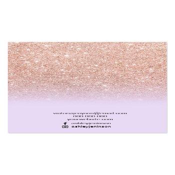 Small Purple Rose Gold Glitter Jewelry Earring Display Business Card Back View