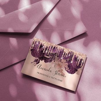 purple roses elegant drips logo event planner business card