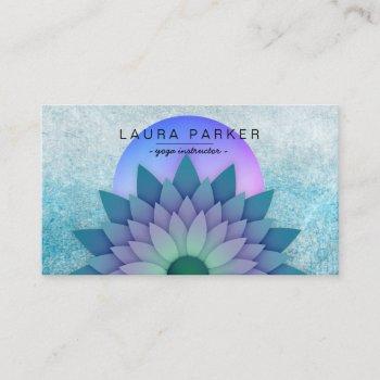 purple teal meditation holistic lotus flower yoga business card
