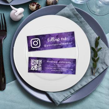 purple universe galaxy follow social media qr code mini business card